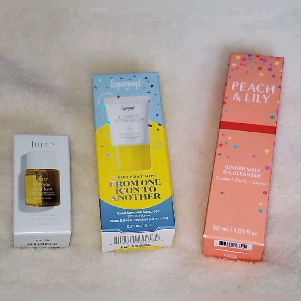 NEW - Bundle of 3 - Peach & Lily Supergoop! Julep Mini Travel Sunscreen Cleanser
